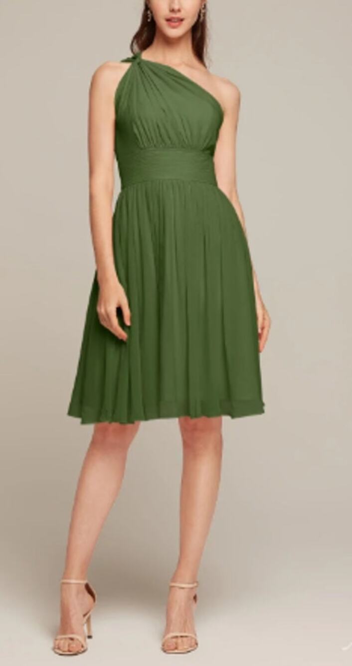 AW BRIDAL 8 M green olive chiffon Winnie bridesmaid party knee dress NEW 0B6